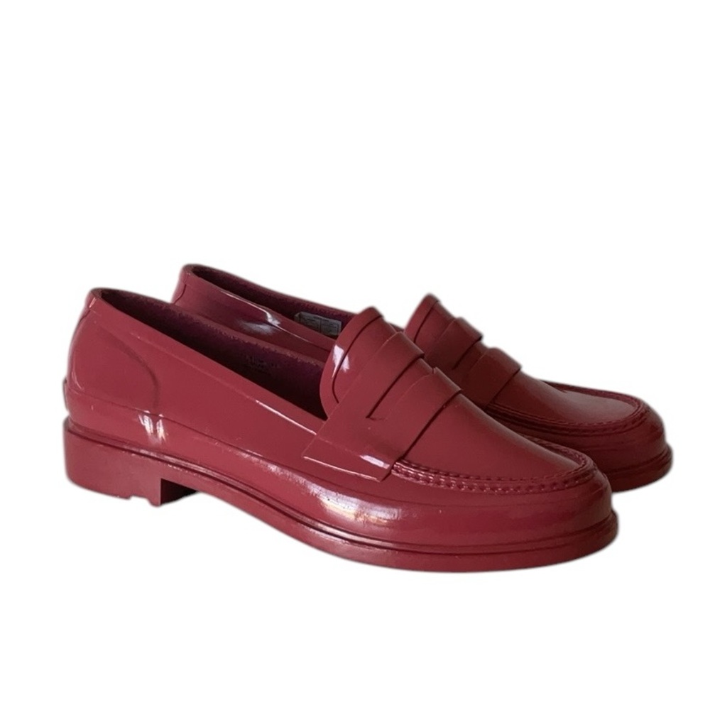 HUNTER Original Penny Loafers In Glossy Pink, size US 7